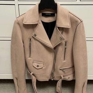 Light Pink Biker Style Jacket with Silver Hardware